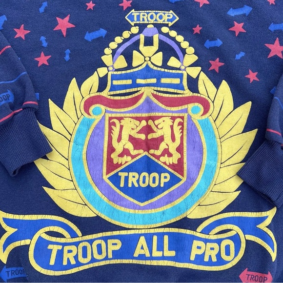 Vintage 90s Troop All Over Print Sweatshirt Hip Hop Rare LL Cool J Size M - Picture 5 of 8